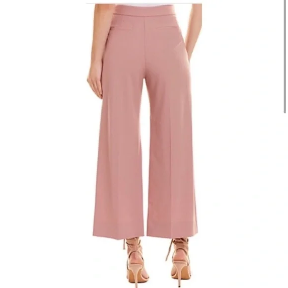 Rebecca Taylor Stretch Wool Spring Cropped Wide Leg Pant Dusty Rose size 0 - Picture 8 of 8